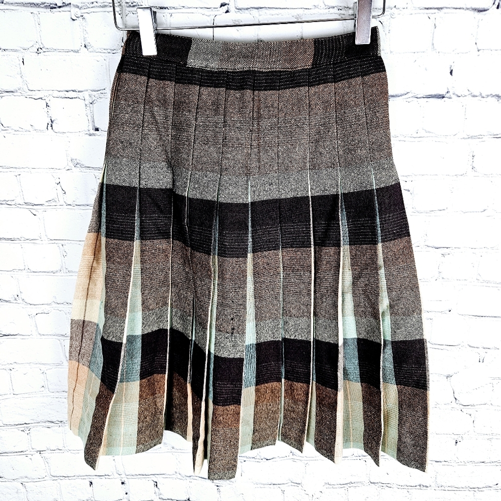 HANDMADE | plaid pleated schoolgirl uniform wool skirt